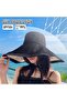 Wide-brimmed women's sun hat - UV protection breathable beach foldable bucket (black) - 5