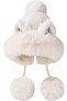 Winter Peruvian women's plush hat with pom-poms, warm knitted ski soft earmuffs, white.