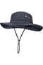 Fisherman hat dark grey 62-68cm breathable nylon UV foldable.