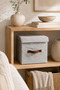 Gray Felt Lid Cube Box 30 X 30 X 30 cm – Leather Handle, Foldable, Multi-Purpose Storage and Organizer Box - 5