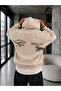 Unisex Hand Drawn Printed Winter Hooded Sweatshirt