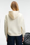 Clarie Women's Organic Cotton Oversized Hooded Ecru Sweatshirt with Kangaroo Pockets - 5