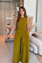 Stylish Oil Green Jumpsuit with Belted Pockets - 6