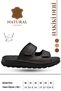 Genuine Leather Men's Slippers - Genuine Leather Men's Slippers with Soft Thick Soles C Black - 4