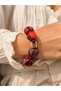 Handmade Fabric Beaded Bracelet |   Orange Blue Sea Shell Bohemian Bracelet |   Summer Women's Jewelry