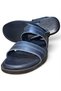 Genuine Leather Handmade Navy Blue Men's Slippers Sandals - 5