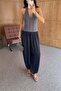 Navy Blue Satin Shalwar Trousers - 4