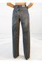 Women's Onyx Black High Waist Straight Fit Straight Leg Washed 5 Pocket Jean Trousers - 5
