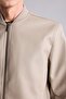 Waterproof Slim Fit College Collar Ribbed Zippered Faux Leather Bomber Coat Y5367Az26Au - 6
