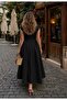 Vintage Elegance Black Waist-Slit Maxi Dress - 3