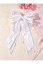 Girls White Beads Embellished Bow Hair Clip - 2