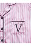 Pink and White Striped Shirt and Shorts Pajama Set - 2