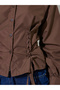 Brown Lace Up Detail Raglan Sleeve Buttoned Shirt - 4