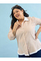 Beige Striped Contrast Trims Shirt - 6