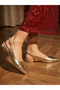 Gold Pointed Toe Slingback Shoes