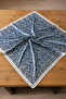 Patterned Square Scarf – Turquoise Navy Blue Floral Motif Silky Textured Scarf - 2