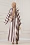 Thick Striped High Collar Dress-Brown - 4