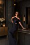 Black One-Shoulder Buckle Detail Long Sandy Fabric Dress - 2