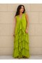 Women's Original Italian Collar Sequined Sleeveless Ruffle Dress 38-44
