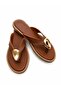Gny Women's Tan Buckle Flip Flops - 2