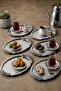 Duru 1 Piece Stainless Steel Oval Coffee Presentation Tray with Silver Handle, Decorative Serving Tray - 4