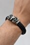 Stainless Steel and Leather Bracelet with Bull Head Figure 902868 - 3