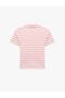 Slim Fit Viscose Blended Short Sleeve Striped Polo Collar T-Shirt - 2
