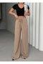 Women's Vizon Palazzo Trousers Elastic Waist Lace-Up Wide Leg Loose Woven - 2