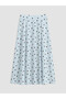 Özmarka New Season Blue Waist Zippered Polka Dot A-Line Skirt - 6