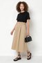 Women's Large Pocket Detailed Waist Adjustable Parachute Skirt Dress Black Beige - 4