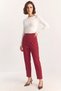 Women's High Waist Caramel Carrot Cut Burgundy Trousers - 2