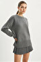 Women's Crew Neck Oversize Knitwear Anthracite Sweater - 2
