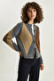 Women's Bakalava Patterned Anthracite Cardigan with Buttons - 8