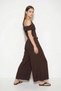 Women's High Waist Belted Pleated Detailed Wide Leg Bitter Brown Skirt Trousers - 6