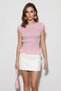 Women's Shoulder Tie Detailed Gathered Embroidered Fit Cut Knitwear Pink Blouse