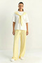 Women's Shawl Detailed Basic T-Shirt Elastic Waist Loose Pants Bottom Top Modal Set Yellow White - 2