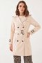 Women's Back Detailed Buckle Trench Coat Cream - 2