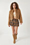 Women's Faux Fur Lined Tan Coat - 3