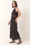 Women's Elastic Waist Skirt with Side Tie Detail, Crop Muslin Black Top and Bottom Set - 4