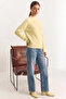 Women's Crew Neck Raglan Sleeve Knitted Patterned Soft Textured Knitwear Yellow Sweater - 2