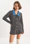 Women's Collar Detailed Knitwear Anthracite Navy Blue Cardigan - 2