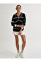 Women's Polo Collar Buttoned Striped Oversize Knitwear Sweater - 2