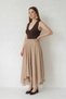 Women's Elastic Waist Crush Effect Lined Flounce Long Mink Skirt - 2