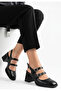 Opwe Black Leather Heeled Shoes