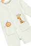 Unisex Baby Cute Giraffe and Lion Patterned Green Snap-On Jumpsuit - 4