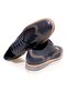 Dark Blue Color Lace-Up Genuine Leather Men's Shoes - 2