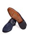 Dark Blue Color Lace-Up Genuine Leather Suede Leather Sole Men's Shoes - 3