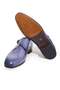 White Purple Laceless Genuine Leather Leather Sole Men's Shoes - 3