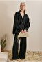 High Collar Linen Suit Black - 2