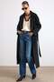 Oversize Low Sleeve Double Breasted Coat Black 3173